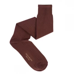 Viola Milano - Solid Over-the-Calf Cotton and Silk Socks - Cola - Handmade in Italy - Luxury Exclusive Collection - Avvenice