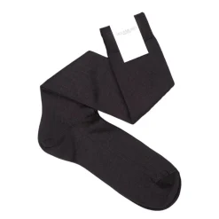 Viola Milano - Solid Over-the-Calf Socks - Charcoal - Handmade in Italy - Luxury Exclusive Collection - Avvenice