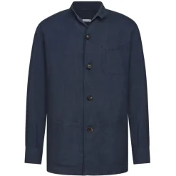 Viola Milano - Solid Safari 100% Linen Overshirt - Navy - Handmade in Italy - Luxury Exclusive Collection - Avvenice