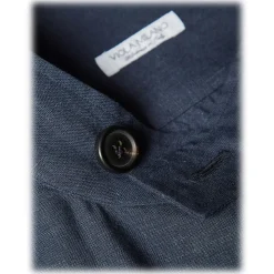 Viola Milano - Solid Safari 100% Linen Overshirt - Navy - Handmade in Italy - Luxury Exclusive Collection - Avvenice
