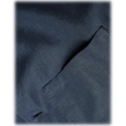 Viola Milano - Solid Safari 100% Linen Overshirt - Navy - Handmade in Italy - Luxury Exclusive Collection - Avvenice