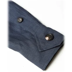 Viola Milano - Solid Safari 100% Linen Overshirt - Navy - Handmade in Italy - Luxury Exclusive Collection - Avvenice