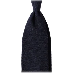 Viola Milano - Solid Woven Grenadine/Shantung Tie - Navy - Handmade in Italy - Luxury Exclusive Collection - Avvenice