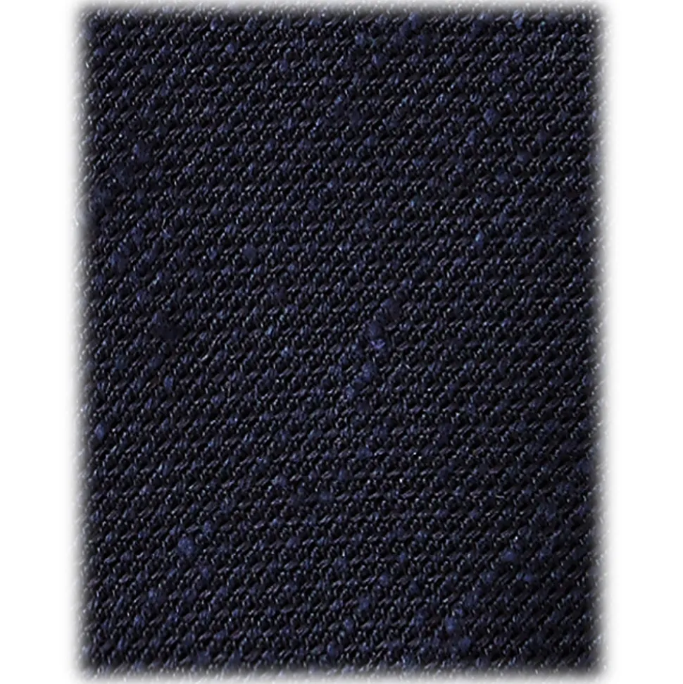 Viola Milano - Solid Woven Grenadine/Shantung Tie - Navy - Handmade in Italy - Luxury Exclusive Collection - Avvenice