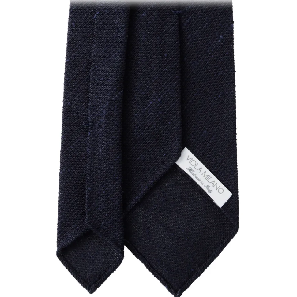 Viola Milano - Solid Woven Grenadine/Shantung Tie - Navy - Handmade in Italy - Luxury Exclusive Collection - Avvenice