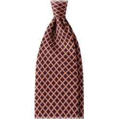 Viola Milano - Square Pattern Selftipped Silk Tie - Sand - Handmade in Italy - Luxury Exclusive Collection - Avvenice