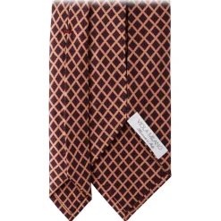 Viola Milano - Square Pattern Selftipped Silk Tie - Sand - Handmade in Italy - Luxury Exclusive Collection - Avvenice