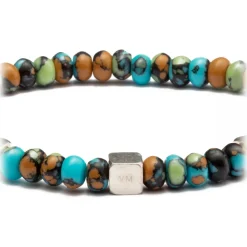 Viola Milano - Square Silver Gemstone Bracelet - Mix Color - Handmade in Italy - Luxury Exclusive Collection - Avvenice