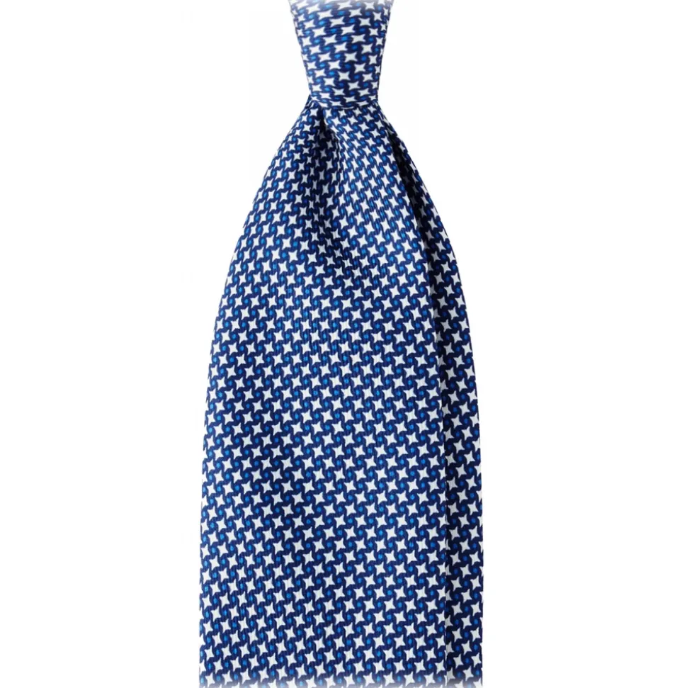 Viola Milano - Star Pattern Selftipped Silk Tie - Navy - Handmade in Italy - Luxury Exclusive Collection - Avvenice