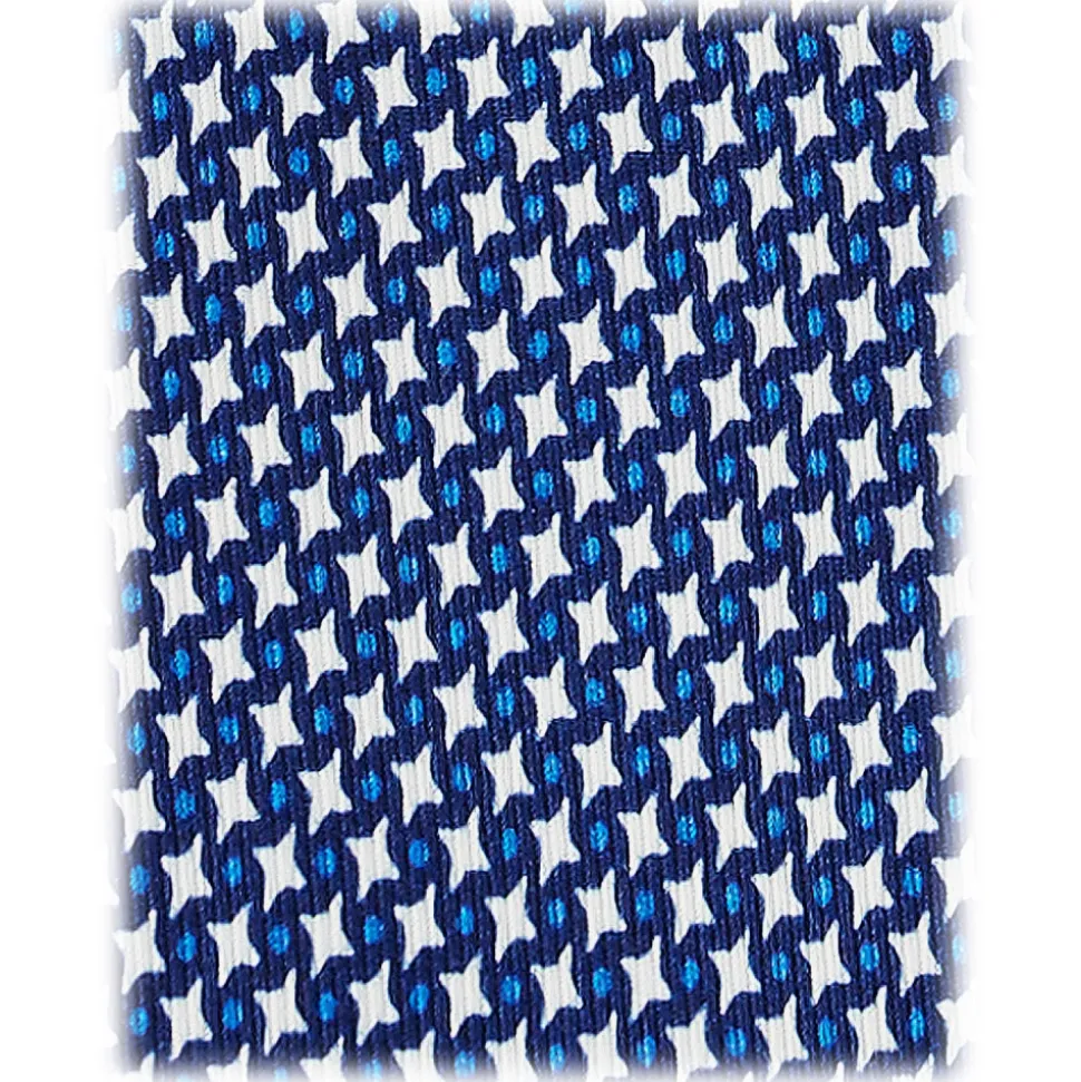 Viola Milano - Star Pattern Selftipped Silk Tie - Navy - Handmade in Italy - Luxury Exclusive Collection - Avvenice