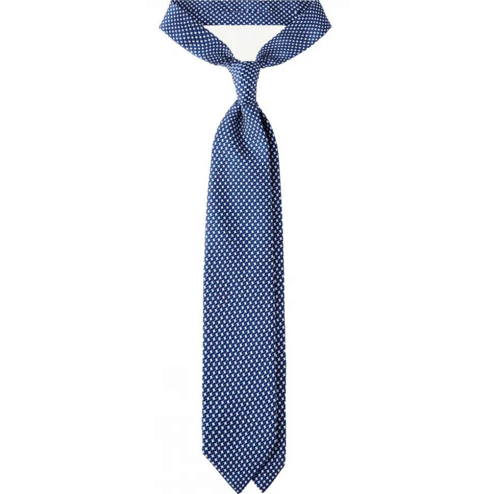 Viola Milano - Star Pattern Selftipped Silk Tie - Navy - Handmade in Italy - Luxury Exclusive Collection - Avvenice