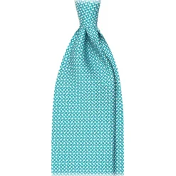 Viola Milano - Star Pattern Selftipped Italian Silk Tie - Menthol - Handmade in Italy - Luxury Exclusive Collection - Avvenice