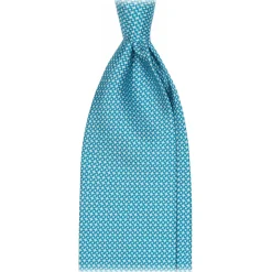 Viola Milano - Star Pattern Selftipped Italian Silk Tie - Turquoise - Handmade in Italy - Luxury Exclusive Collection - Avvenice