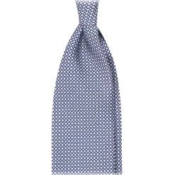 Viola Milano - Star Pattern Selftipped Italian Silk Tie - Navy II - Handmade in Italy - Luxury Exclusive Collection - Avvenice