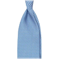 Viola Milano - Star Pattern Selftipped Italian Silk Tie - Blue - Handmade in Italy - Luxury Exclusive Collection - Avvenice