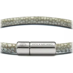 Viola Milano - Stingray Genuine Italian Leather Bracelet - Steel Green - Handmade in Italy - Luxury Exclusive Collection - Avvenice