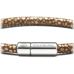 Viola Milano - Stingray Genuine Italian Leather Bracelet - Coffee - Handmade in Italy - Luxury Exclusive Collection - Avvenice