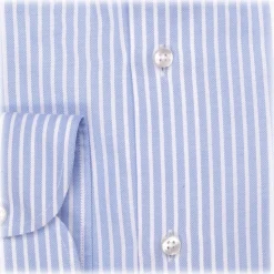 Viola Milano - Stripe American Oxford Shirt - Sea and White - Handmade in Italy - Luxury Exclusive Collection - Avvenice