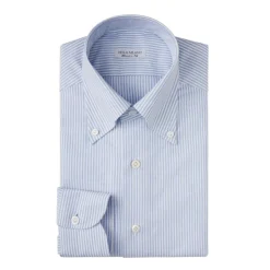 Viola Milano - Stripe American Oxford Shirt - Blue - Handmade in Italy - Luxury Exclusive Collection - Avvenice