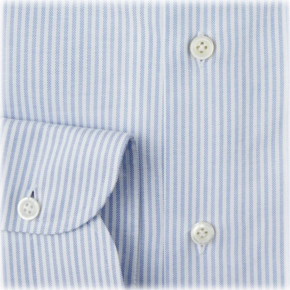 Viola Milano - Stripe American Oxford Shirt - Blue - Handmade in Italy - Luxury Exclusive Collection - Avvenice