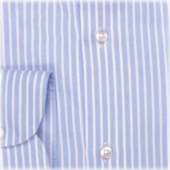 Viola Milano - Stripe Button-Down Collar Dress Shirt - Sea/White - Handmade in Italy - Luxury Exclusive Collection - Avvenice