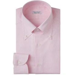 Viola Milano - Stripe Button-Down Collar Dress Shirt - Pink/White - Handmade in Italy - Luxury Exclusive Collection - Avvenice