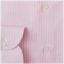 Viola Milano - Stripe Button-Down Collar Dress Shirt - Pink/White - Handmade in Italy - Luxury Exclusive Collection - Avvenice