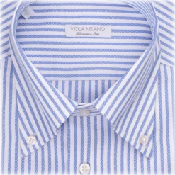 Viola Milano - Stripe Button-Down Collar Dress Shirt - Blue/White - Handmade in Italy - Luxury Exclusive Collection - Avvenice