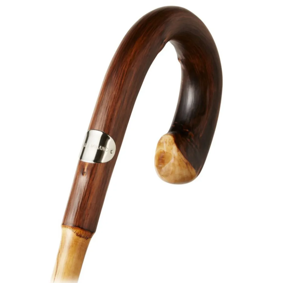 Viola Milano - Stripe Chestnut Umbrella - Navy and Brown - Handmade in Italy - Luxury Exclusive Collection - Avvenice