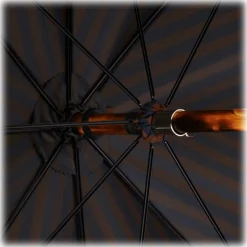 Viola Milano - Stripe Chestnut Umbrella - Navy and Brown - Handmade in Italy - Luxury Exclusive Collection - Avvenice