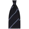 Viola Milano - Stripe 3-Fold Untipped Grenadine Tie - Navy/Sea - Handmade in Italy - Luxury Exclusive Collection - Avvenice