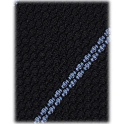 Viola Milano - Stripe 3-Fold Untipped Grenadine Tie - Navy/Sea - Handmade in Italy - Luxury Exclusive Collection - Avvenice