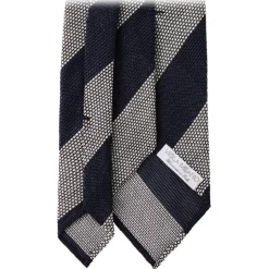 Viola Milano - Stripe 3-Fold Woven Grenadine Tie - Navy/White - Handmade in Italy - Luxury Exclusive Collection - Avvenice