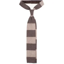 Viola Milano - Stripe Knitted 100% Cashmere Tie - Sand/Beige - Handmade in Italy - Luxury Exclusive Collection - Avvenice
