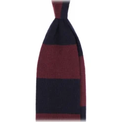 Viola Milano - Stripe Knitted 100% Cashmere Tie - Navy/Wine - Handmade in Italy - Luxury Exclusive Collection - Avvenice