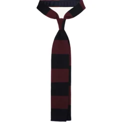 Viola Milano - Stripe Knitted 100% Cashmere Tie - Navy/Wine - Handmade in Italy - Luxury Exclusive Collection - Avvenice