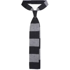 Viola Milano - Stripe Knitted 100% Cashmere Tie - Charcoal/Grey - Handmade in Italy - Luxury Exclusive Collection - Avvenice