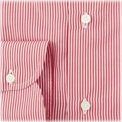 Viola Milano - Stripe Napoli Collar Shirt - Red and White - Handmade in Italy - Luxury Exclusive Collection - Avvenice