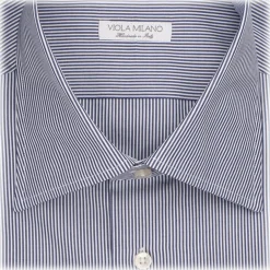 Viola Milano - Stripe Napoli Collar Shirt - Navy and White - Handmade in Italy - Luxury Exclusive Collection - Avvenice