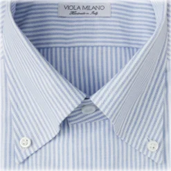 Viola Milano - Stripe Oxford Button-Down Collar Dress Shirt - Blue/White - Handmade in Italy - Luxury Exclusive Collection - Avvenice