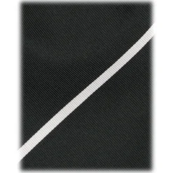 Viola Milano - Stripe Selftipped Woven Silk Jacquard Tie - Forest/White - Handmade in Italy - Luxury Exclusive Collection - Avvenice