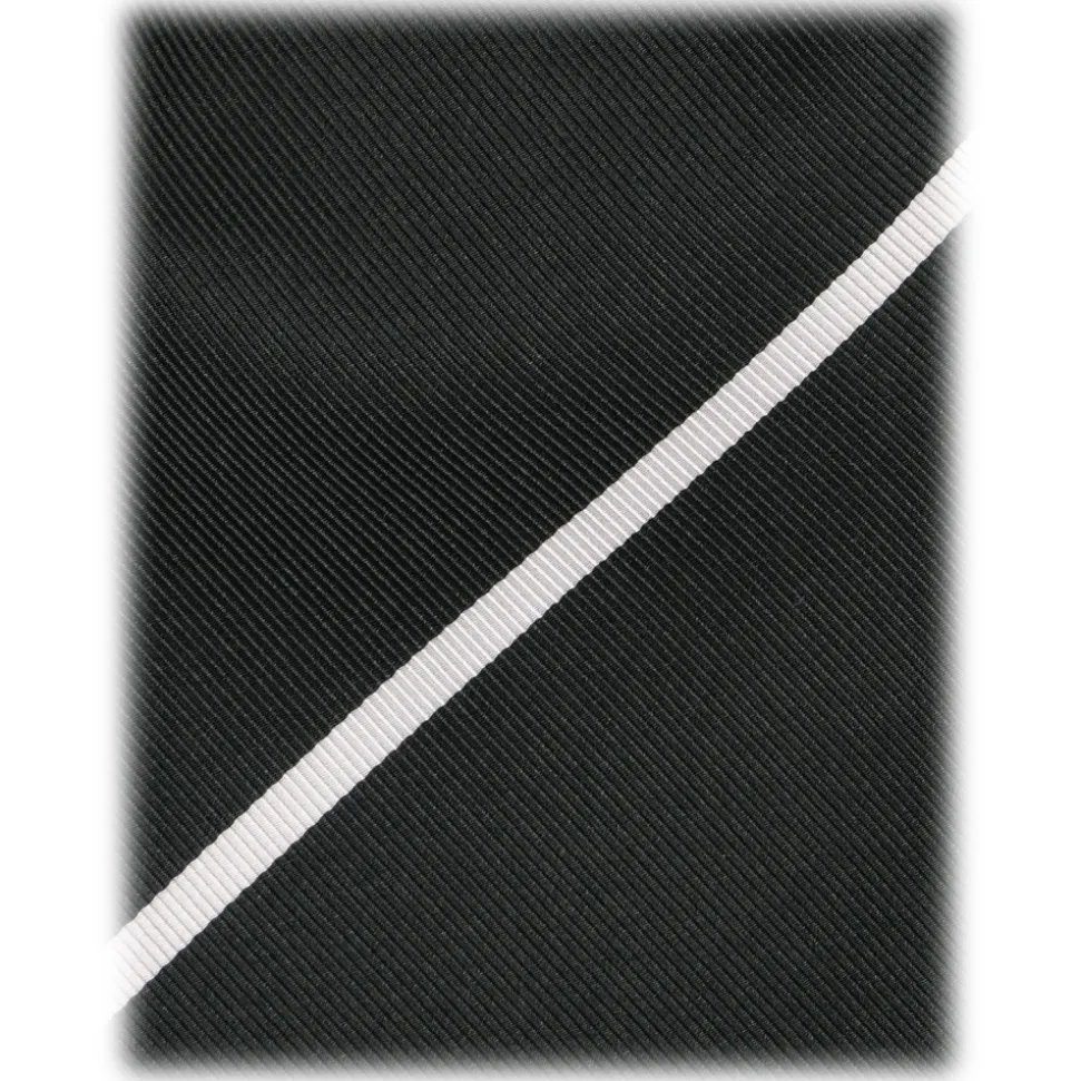 Viola Milano - Stripe Selftipped Woven Silk Jacquard Tie - Forest/White - Handmade in Italy - Luxury Exclusive Collection - Avvenice