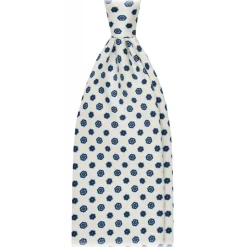 Viola Milano - Summer Floral 3-Fold Handprinted Untipped Silk Tie - White - Handmade in Italy - Luxury Exclusive Collection - Avvenice