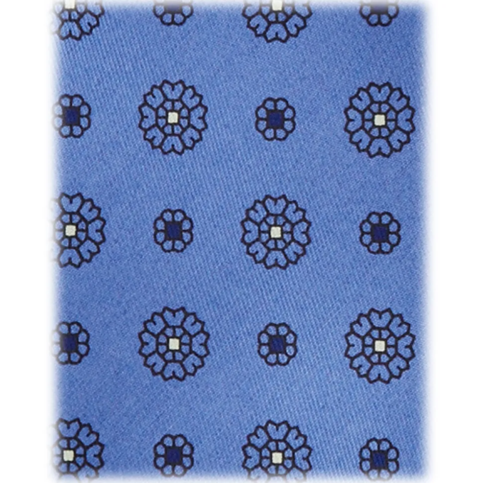 Viola Milano - Sun Floral Selftipped Silk Tie - Sea - Handmade in Italy - Luxury Exclusive Collection - Avvenice