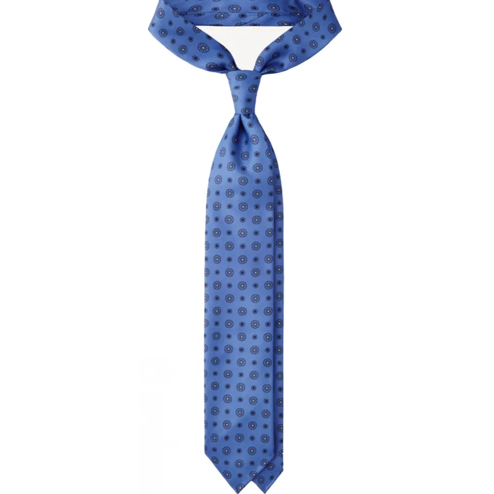 Viola Milano - Sun Floral Selftipped Silk Tie - Sea - Handmade in Italy - Luxury Exclusive Collection - Avvenice