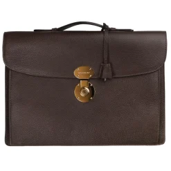 Viola Milano - The Light City Gold Lock Briefcase - Brown - Handmade in Italy - Luxury Exclusive Collection - Avvenice