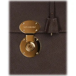Viola Milano - The Light City Gold Lock Briefcase - Brown - Handmade in Italy - Luxury Exclusive Collection - Avvenice