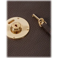 Viola Milano - The Light City Gold Lock Briefcase - Brown - Handmade in Italy - Luxury Exclusive Collection - Avvenice