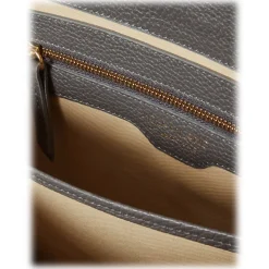 Viola Milano - The Light City Gold Lock Briefcase - Grey - Handmade in Italy - Luxury Exclusive Collection - Avvenice