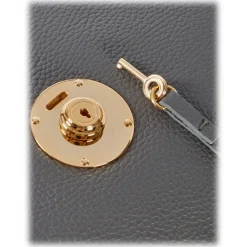 Viola Milano - The Light City Gold Lock Briefcase - Grey - Handmade in Italy - Luxury Exclusive Collection - Avvenice